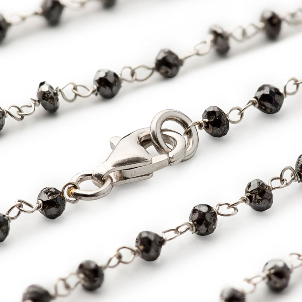 Black treated rough diamond necklace, 15.60 carat 