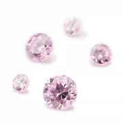 Synthetic pink cubic zirconia, round diamond cut