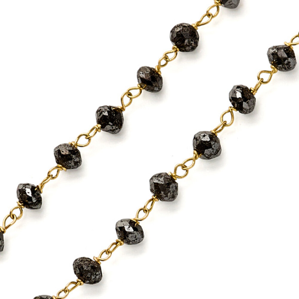 Black rough diamonds necklace, 13.13 carat  