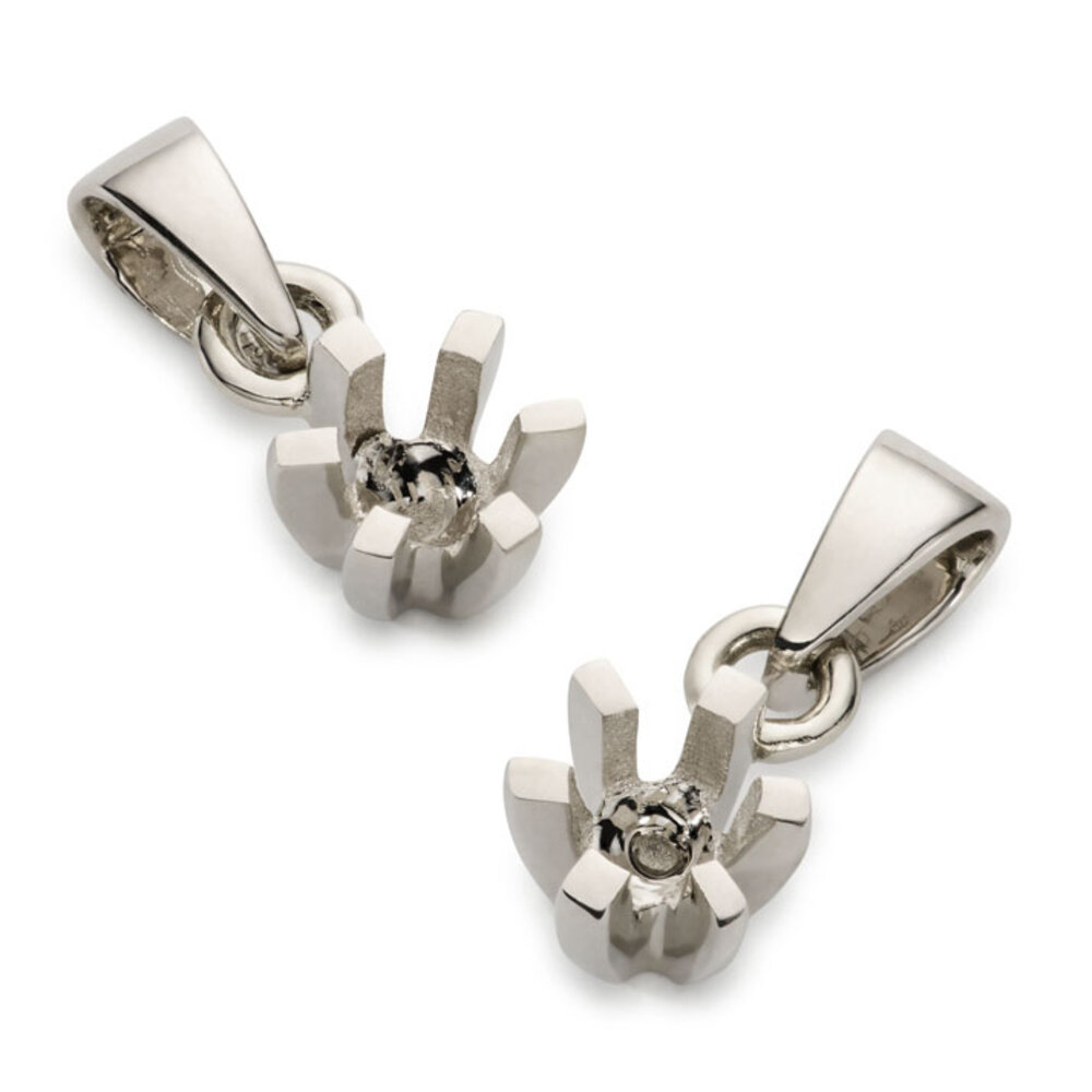 Pendant with 6 prongs and pendant bail 585/- white gold 