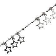 Børnearmbånd kuglekæde facet med stjernecharms 925/-