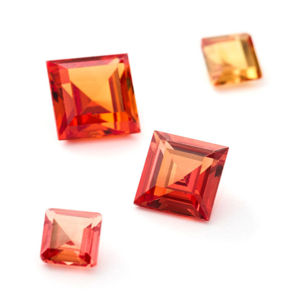 Syntetisk padparadscha, carré 