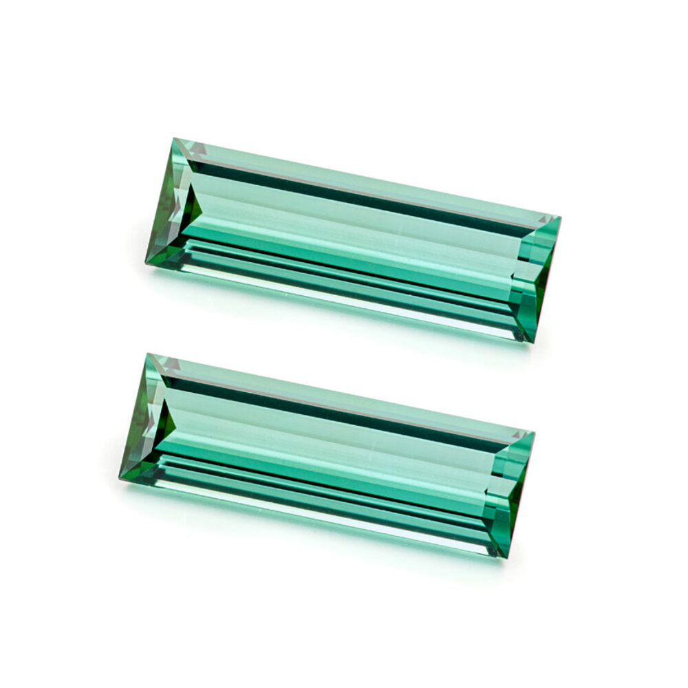 Grøn turmalin, baguette, 12,90 x 4,20 mm 