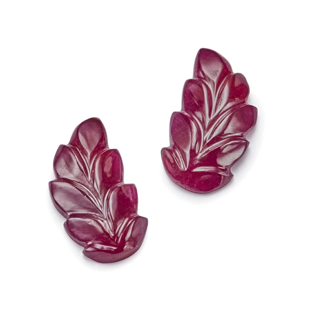 Ruby, leaf, 15.60 x 8.40 mm (pair) 
