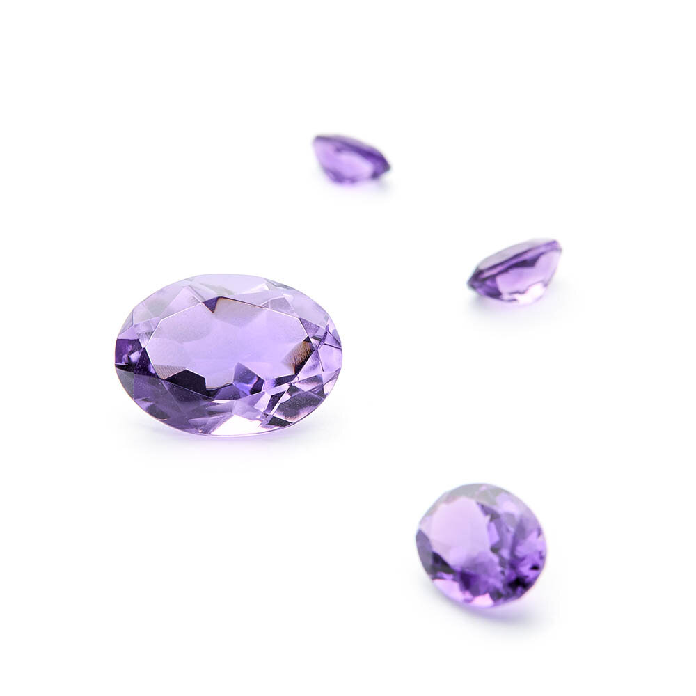 Amethyst, oval diamond cut 