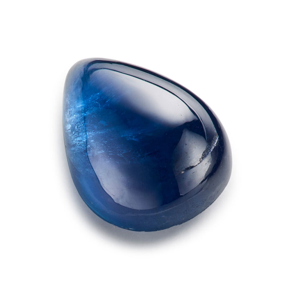 Blue sapphire, drop-shaped cabochon, 10.30 x 7.90 mm 