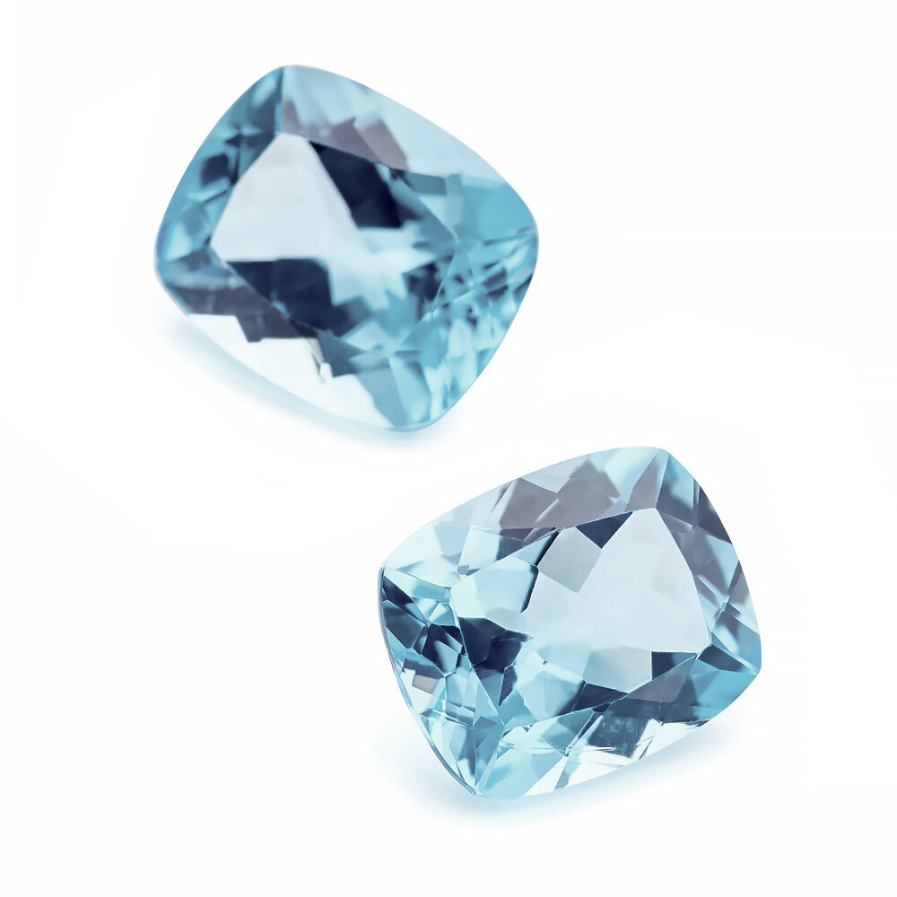 Topaz, sky, cushion, 11.00 x 9.00 mm 