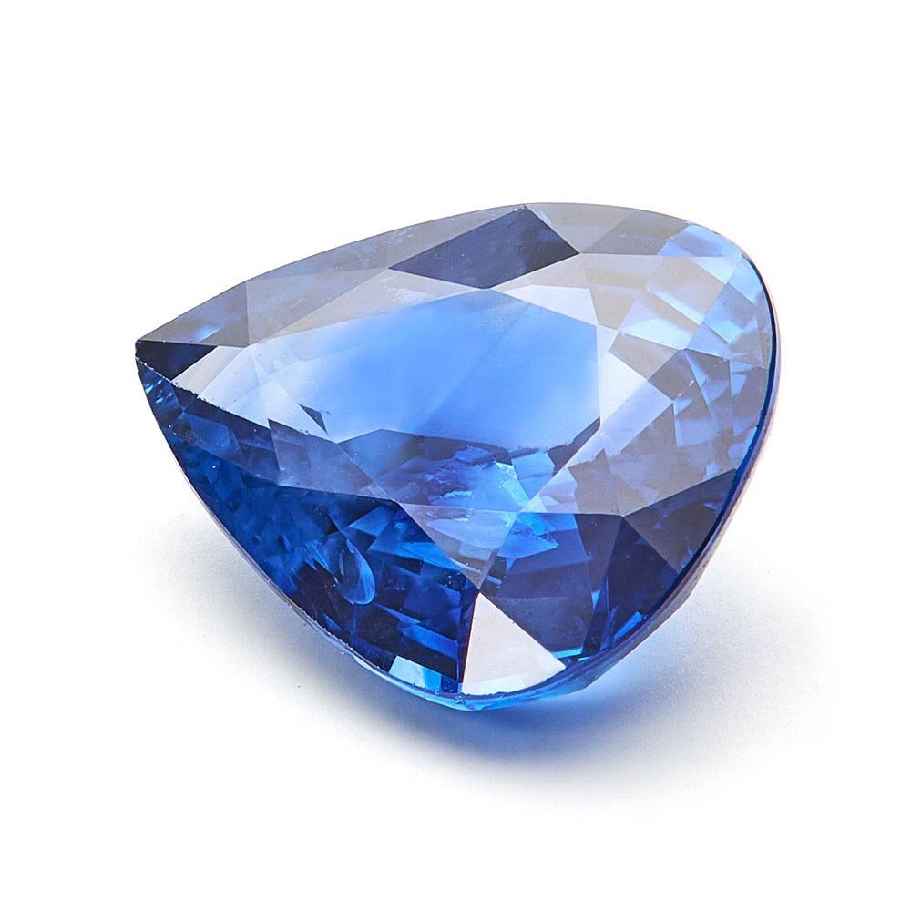 Blue sapphire, drop-shaped diamond cut, 8.00 x  6.40 mm  