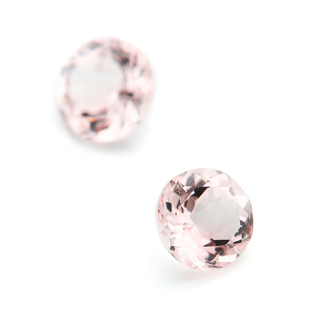 Morganite, pink, round diamond cut 