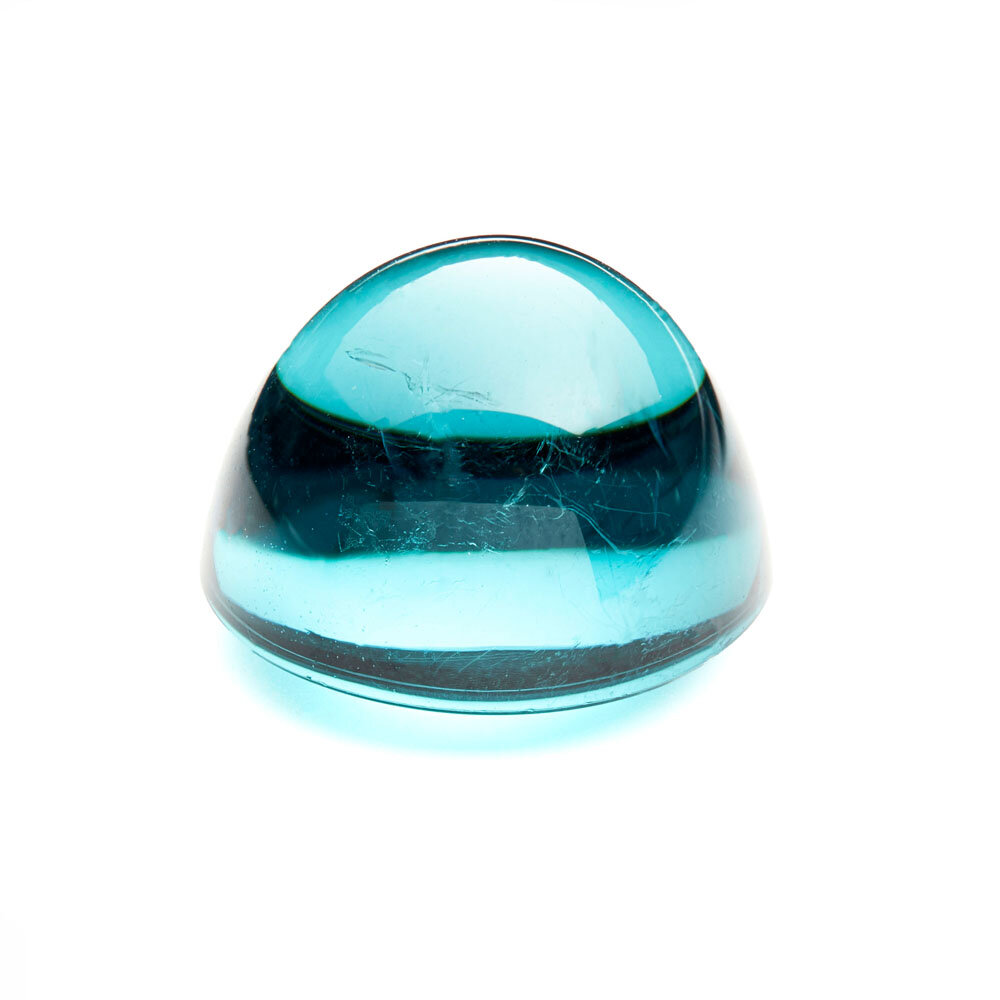 Tourmaline, blue, round cabochon, 10.80 mm 