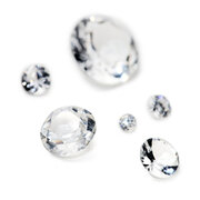 Synthetic white spinel, round diamond cut