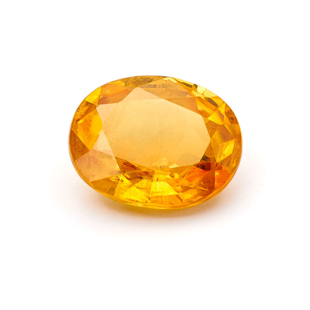 Orange sapphire, oval diamond cut 