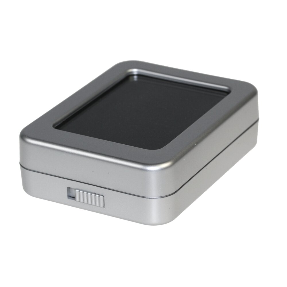 Gem Display Box, grey plastic/black stuffing, large 