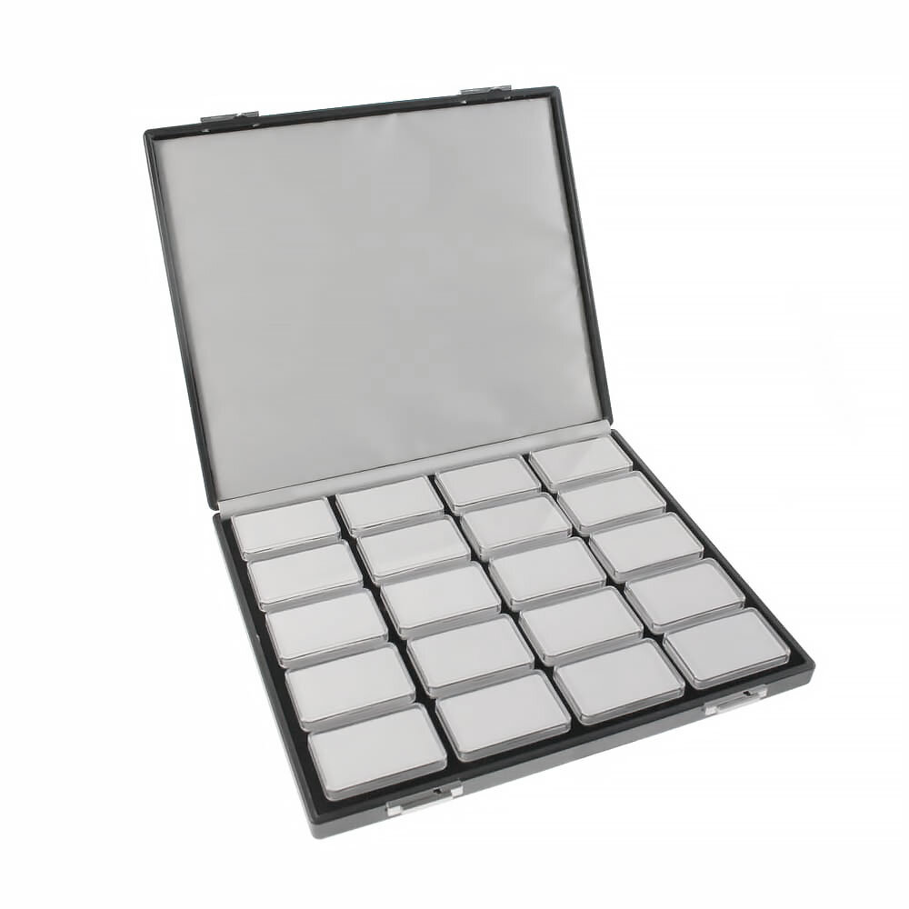 Displaylåda med 20 vita inlägg 