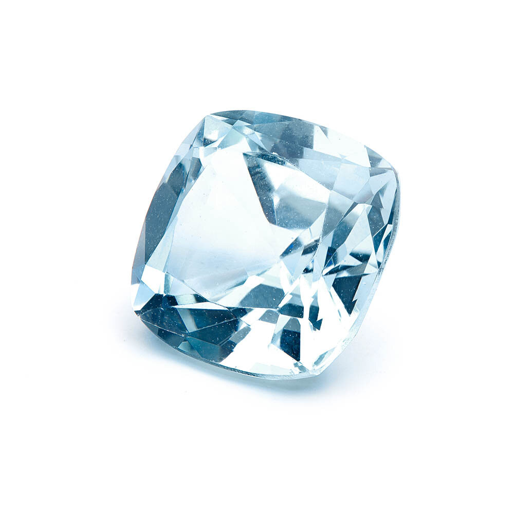 Topaz, sky, cushion, 10.00 x 10.00 mm  