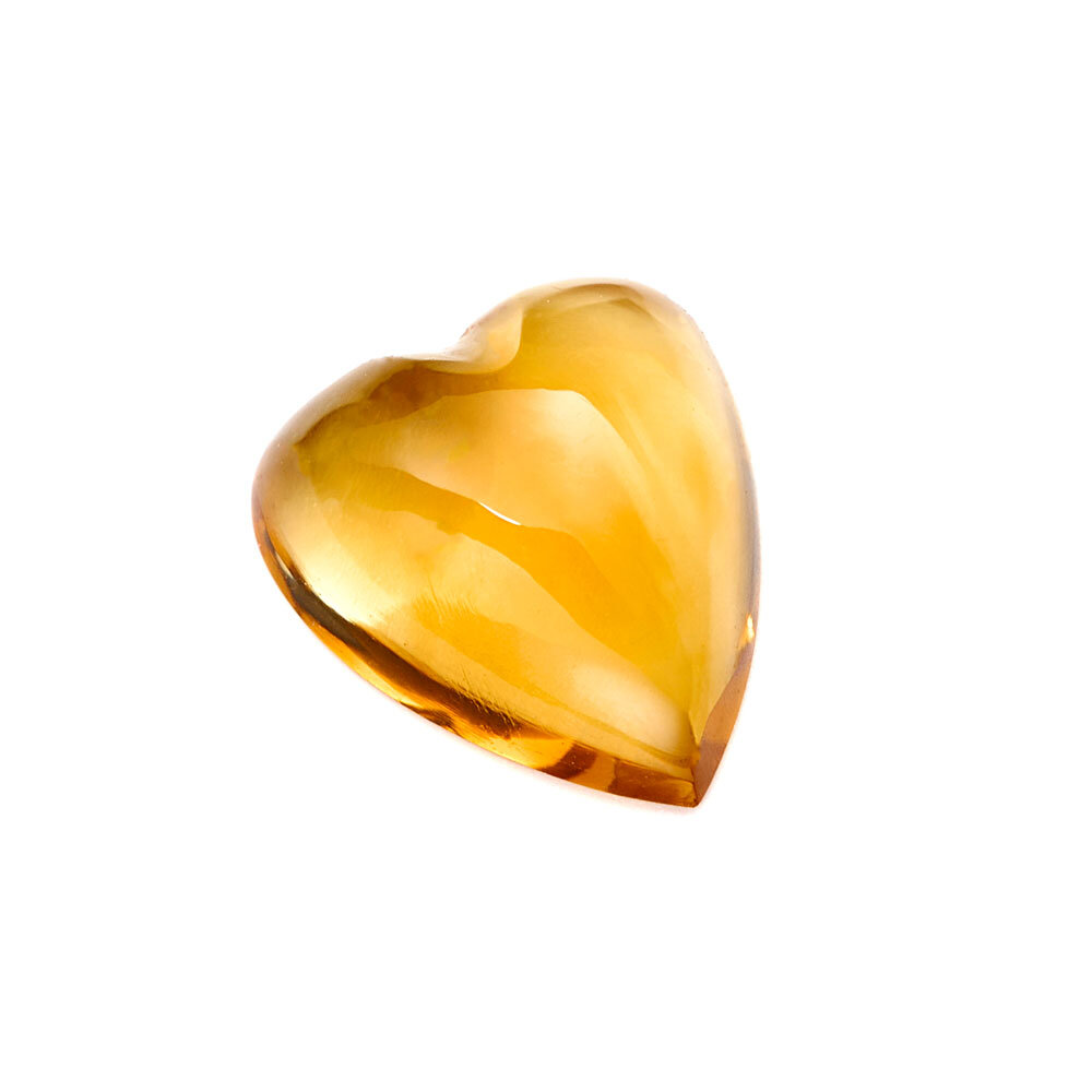 Citrin, hjerte cabochon 