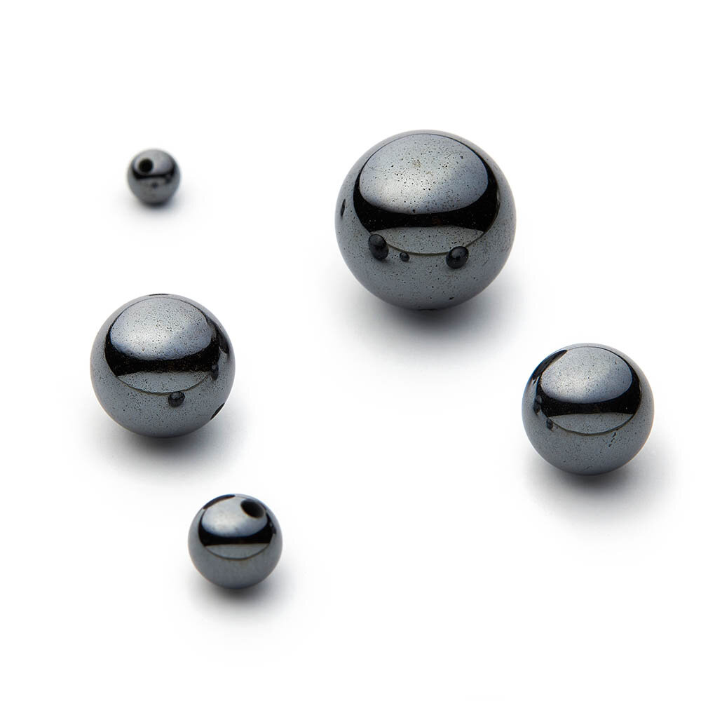 Hematite, ball, half-drilled 