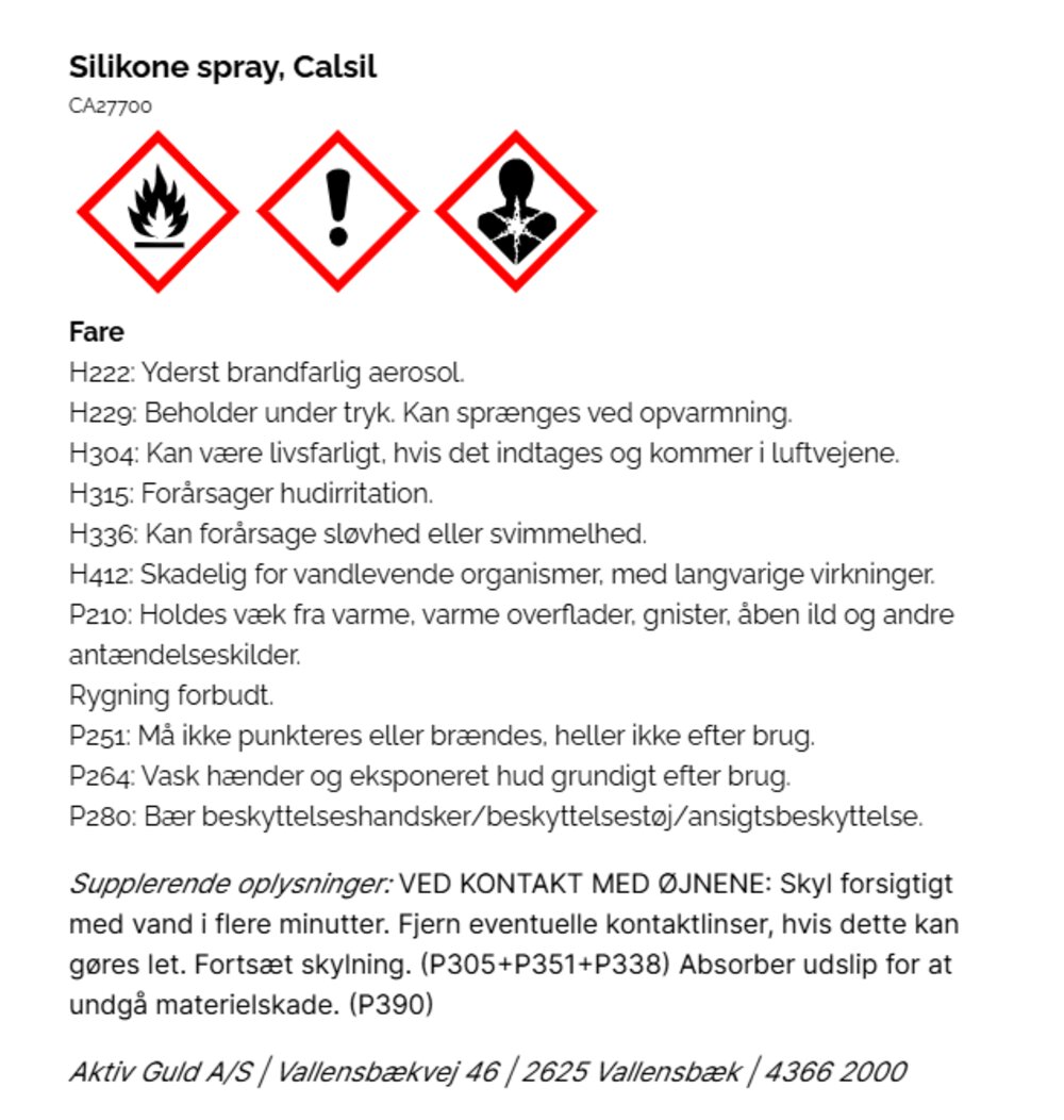 Silikon spray, Calsil  