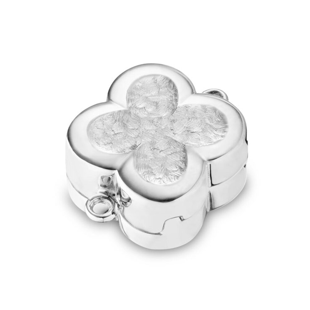 Magnet clasp, matte flower 925/- rhodium plated  