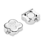Magnet clasp, matte flower 925/- rhodium plated