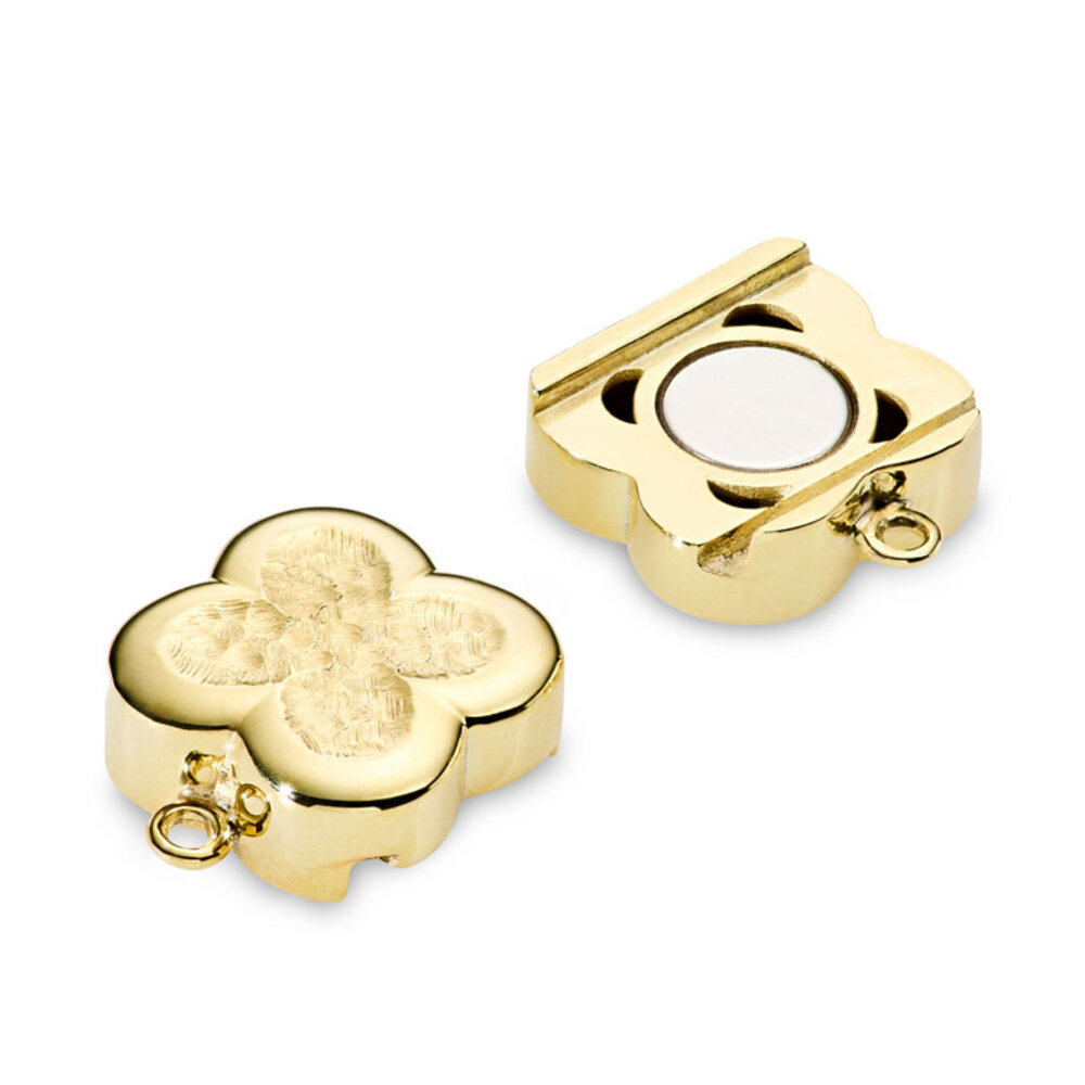Magnet clasp, matte flower 925/- gold-plated 