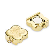 Magnet clasp, matte flower 925/- gold-plated