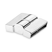 Magnetlås, kantet, satineret/blank 925/- rhodineret