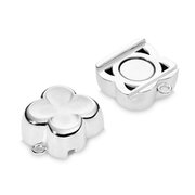 Magnet clasp, matt flower 925/- rhodium plated