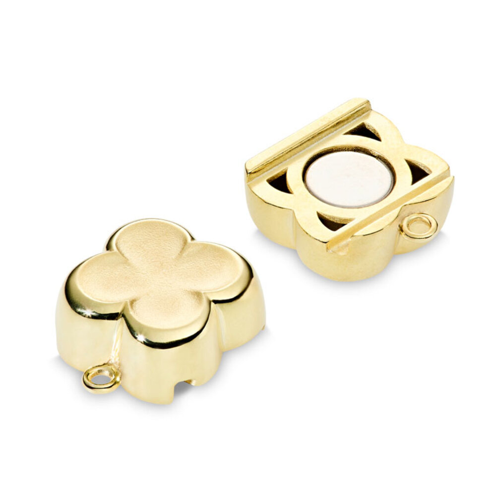 Magnet clasp, matt flower 925/- gold-plated 