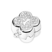 Magnetlås, blomst med 40 syntetiske zirkoner 925/- rhodineret
