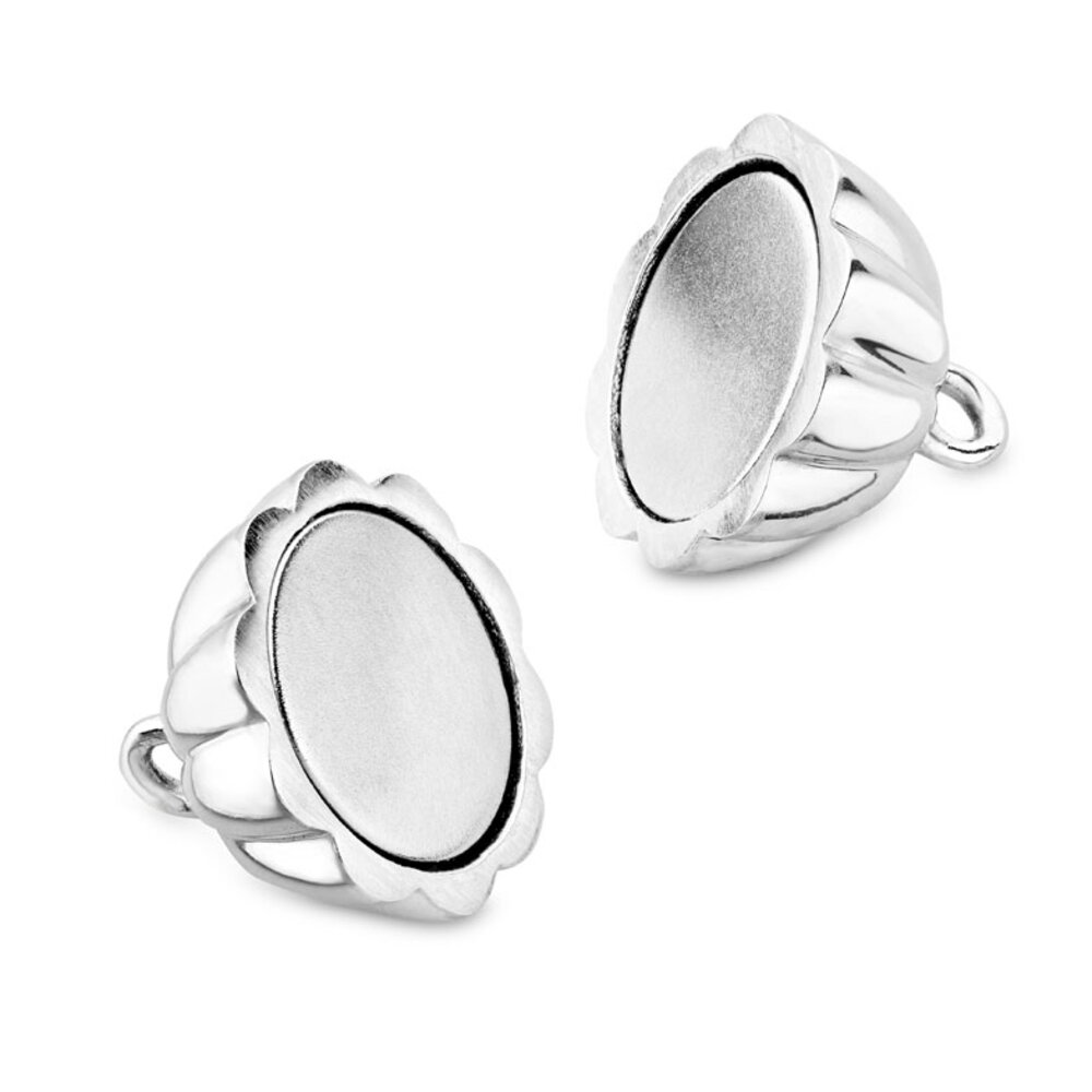 Magnet clasp, grooved ball 925/- rhodium plated 
