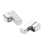 Magnet clasp, angular, satin/polished 925/- rhodium plated