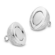 Magnet clasp, textured ball 925/- rhodium plated