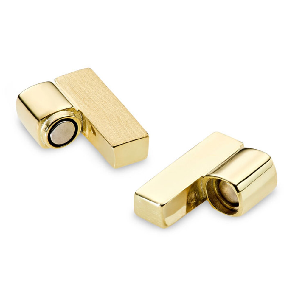 Magnet clasp, angular, satin/polished 925/- gold-plated 