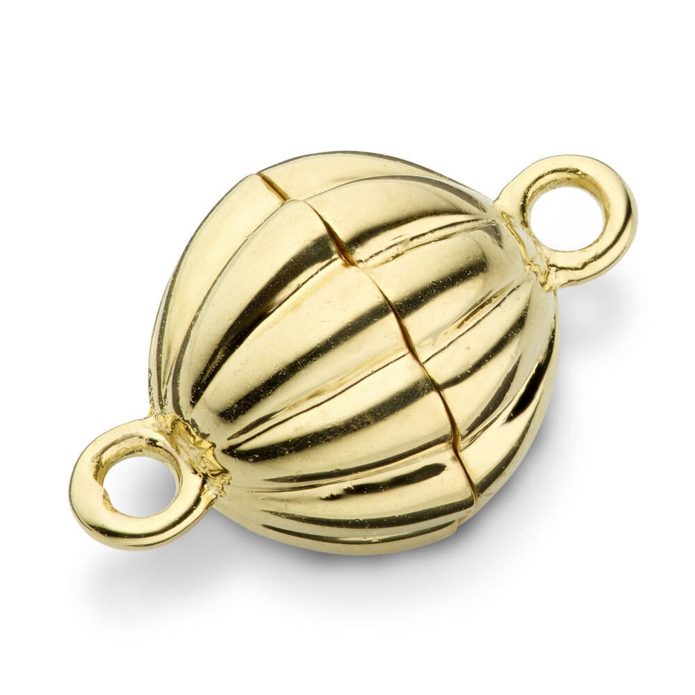 Magnet clasp, grooved ball 925/- gold-plated 