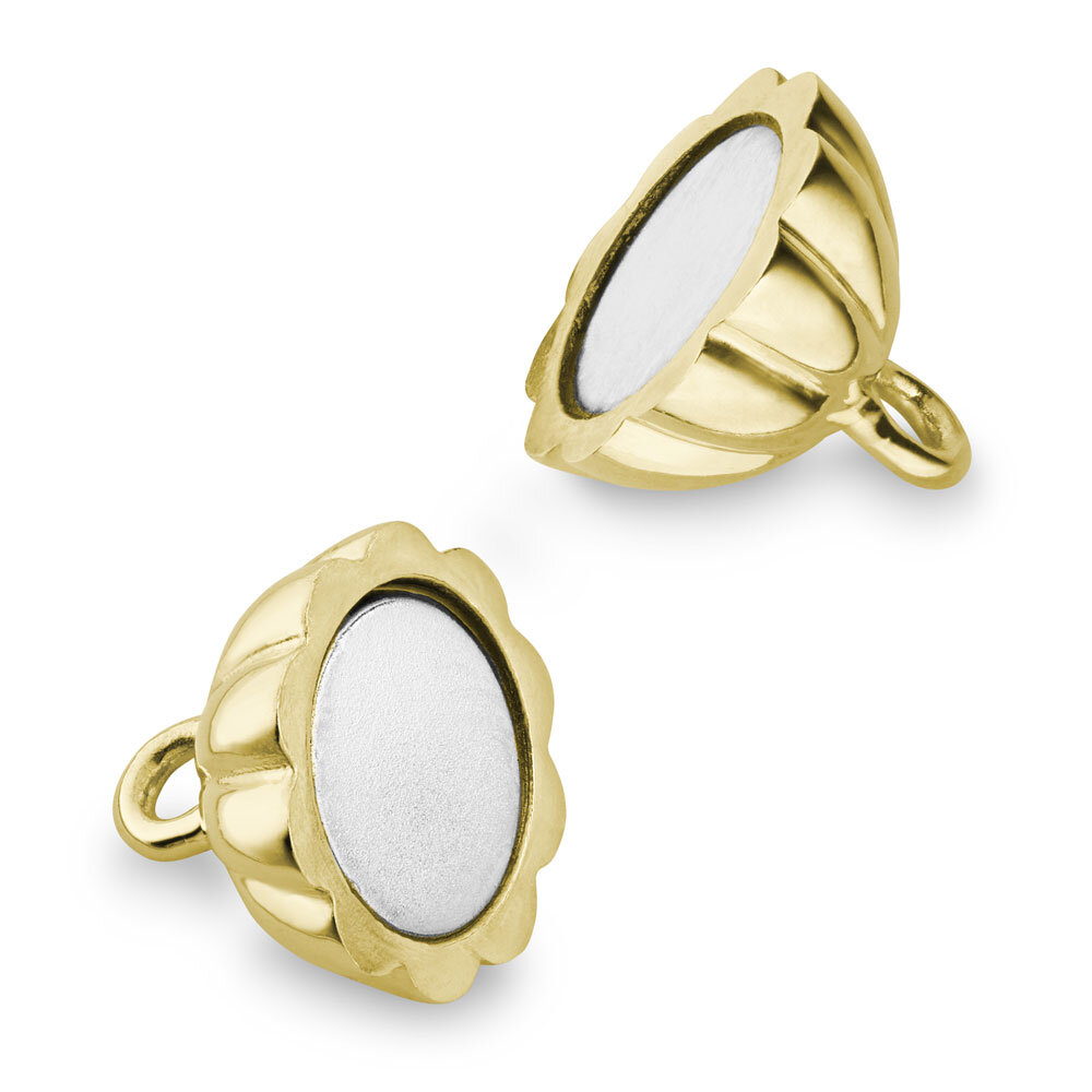 Magnet clasp, grooved ball 925/- gold-plated 