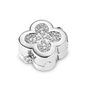 Magnet clasp, flower with 40 synthetic zirconia stones 925/- rhodium plated 