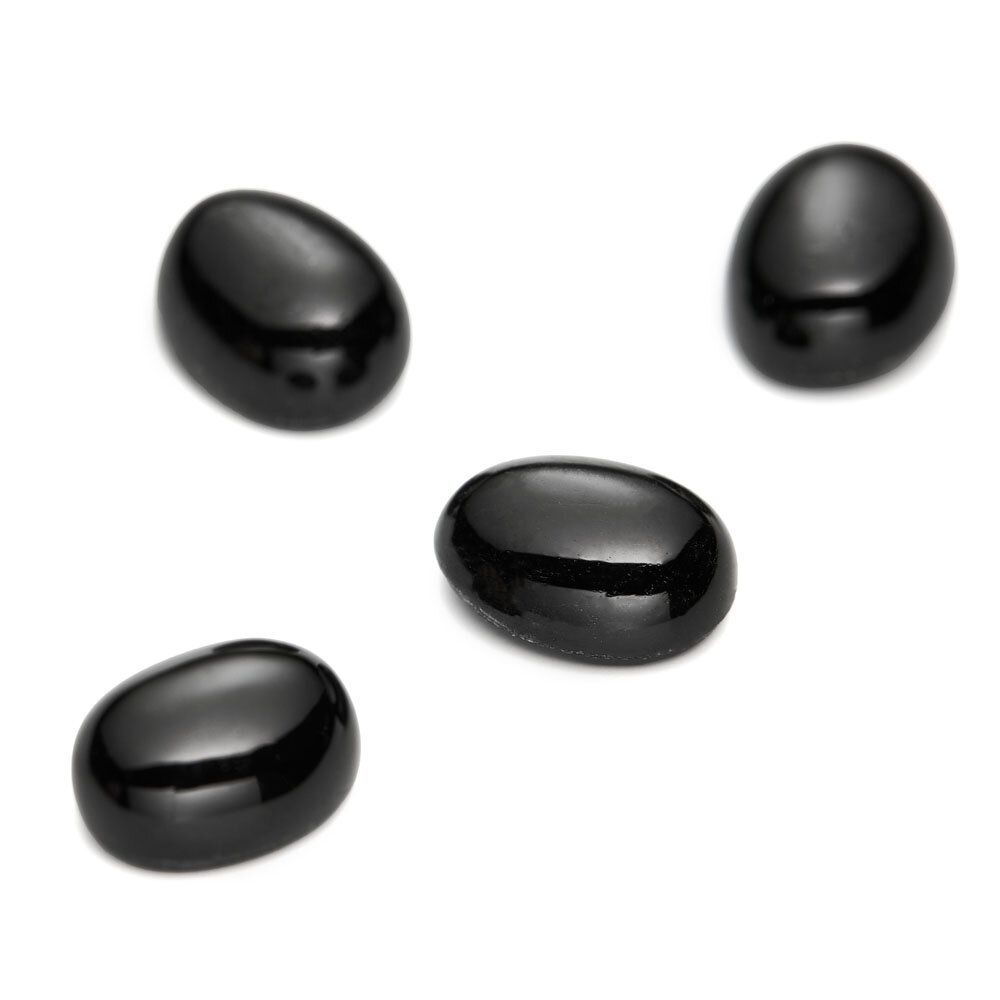 Månsten, oval cabochon, svart 