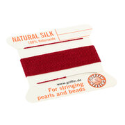 Silk bead cord, 100% natural silk, garnet red, 2m