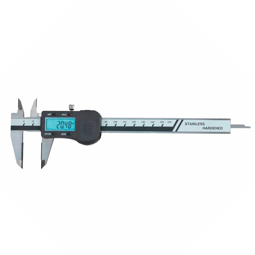 Digital caliper with hard metal measure faces, 150 mm 