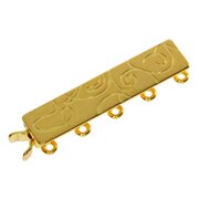 Matt jewelry clasp for 5 chain rows 925/- gold-plated