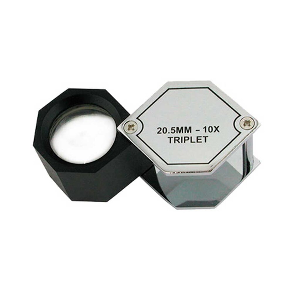 Lupp triplet 10X - 20,5 mm, krom/svart 