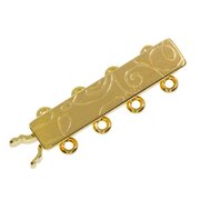 Matt jewelry clasp for 4 chain rows 925/- gold-plated