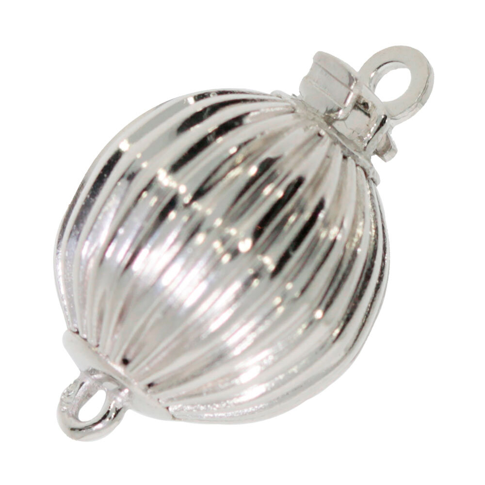 Polished ball clasp with grooves 925/- 
