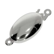 Polished oval jewelry clasp 925/- rhodium plated