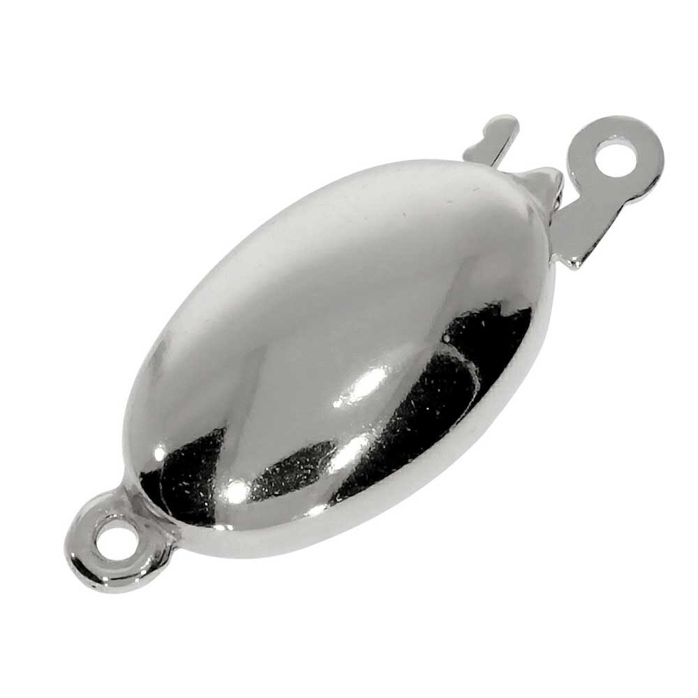 Polished oval jewelry clasp 925/- rhodium plated 